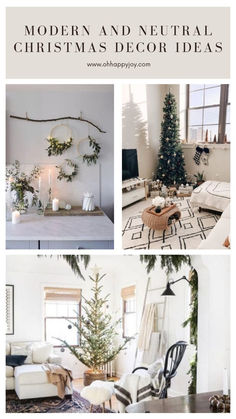 modern and neutral christmas decor ideas for the living room, dining room, kitchen or bedroom