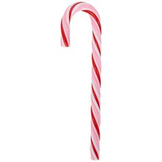 a candy cane with red and white stripes on it's end, isolated against a white background