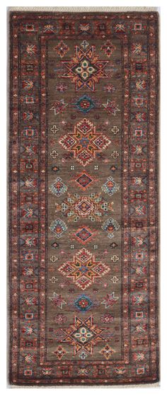 Detail : Tribal Rug Type / Design: Kazak Rug Density: 100-110 knots psi Pile Height : 8 - 10 mm Size:  2.6X6.5 FT - 76X195 CM Material: Ghazni Handspun Wool & Veg Dyes. Condition: New Prefer Interior: Traditional Origin: Weaved in Afghanistan 100% Hand Knotted,  100% Hand Washed and finishing are done in Lahore Pakistan. Finishing: Professionally traditional hand scrub wash no machines are involve in washing, drying and finishing process. Texture: This hand knotted pile rug is made using 100% na Persian Runner, Persian Rug Oil Painting, Persian Carpet Flower, Lahore Pakistan, Antique Persian Carpet, Hand Scrub, Pile Rug, Hand Spun Wool, Turkish Kilim Rugs Kilim.com