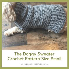 Small Dog Sweater Crochet Pattern - Crochet It Creations Free Form Crochet, Bichon Havanais, Pet Diy, Small Dog Coats, Dog Patterns