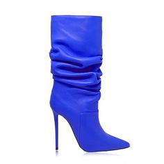 Identità Stivali RAISSA PELLE BLU Luxury Blue Pointed Toe Heeled Boots, Luxury Blue Heeled Boots For Women, Royal Blue Boots, Shoes Heels Classy, Stiletto Boots, Super High Heels, Mid Calf Boots, Boot Sandals, Blue Leather