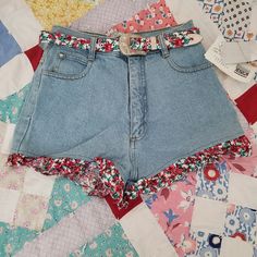 New With Tag Vintage 90s Shorts With Floral Trim & Removable Belt. Size 9 Juniors But Please See Measurements Waist 24 Inches Length 12 Inches Retro Denim Jean Shorts For Summer, 90s Style Cotton Jean Shorts For Spring, 90s Inspired Denim Jean Shorts For Spring, 90s Style Levi's Bottoms For Spring, Levi's 90s Style Spring Bottoms, Levi's Cotton Jean Shorts For Spring, Levi's Jean Shorts In Medium Wash For Summer, Spring Levi's Medium Wash Jean Shorts, Levi's Medium Wash Jean Shorts For Spring