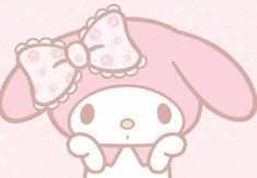 a cartoon bunny with a bow on her head and a pink dress around its neck