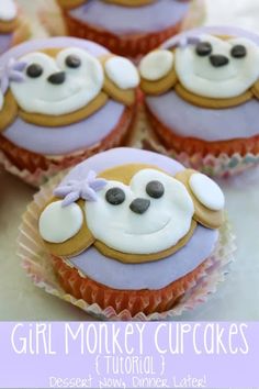 some cupcakes that are decorated like monkeys