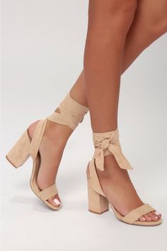 The Lulus Alta Light Nude Suede Lace-Up Heels are the perfect finishing touch to all your flirty sundresses! These on-trend, vegan suede sandals have a single toe strap, and long straps that start at the vamp and wrap and tie above the ankle. 3. 75" wrapped block heel. Lightly cushioned insole. Rubber sole has nonskid markings. Man Made Materials. Imported. Lulus | Alta Light Nude Suede Lace-Up Heels | Beige | Vegan Friendly. Graduation Shoes, Heels Beige, Dark Blue Dress, Nude Shoes, Cute Heels, Suede Lace, Nude Heels, Suede Sandals, 8th Grade