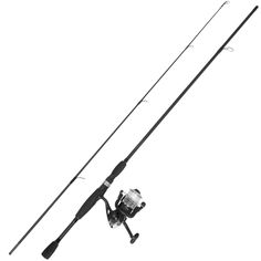 a fishing rod and reel on a white background