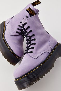 Colored Doc Martens, Doc Martens Colorful, Doc Martens Colors, Cute Doc Martens, Boots Lilac, Purple Doc Martens, Platform Dr Martens, Soft Era, Dr Martens Jadon