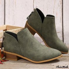 Olivia Mark - Single Heeled Boots with Sharp Tips and Rough Soles Womens High Heel Boots, Rough Heels, Designer High Heels, Zipper Heels, Pointed Toe Boots, Pointed Heels, Spike Heels, Zipper Boots, Thick Heels