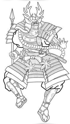 an image of a cartoon character that is in the form of a samurai with horns and armor