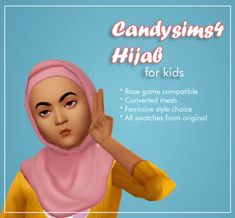 a woman in a hijab with the words candysin's hiding for kids