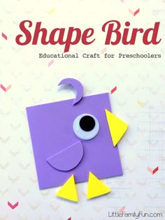 a book cover for shape bird, with an image of a purple bird on it's face