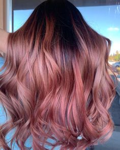 Gold Balayage Hair, Rose Gold Brown Hair, Balayage Rose Gold, Rose Gold Hair Balayage, Rose Gold Hair Brunette, Gold Balayage, Rose Gold Balayage, Pink Ombre Hair