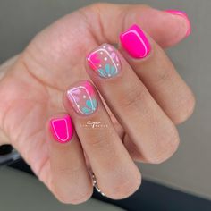 Vibrant Florals, Summer Gel Nails, Short Gel Nails, Manicure Gel, Nail Sets, Cute Gel Nails, Easter Nails, Get Nails