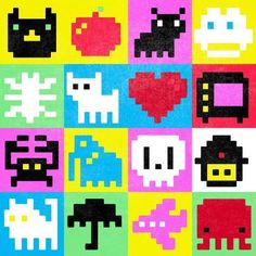 an image of pixel art with different colors