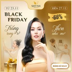 an advertisement for black friday with a woman in yellow dress and gold bow on her head