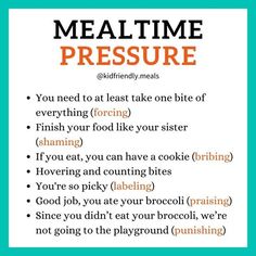 a poster with the words meal time pressure and an image of food items on it