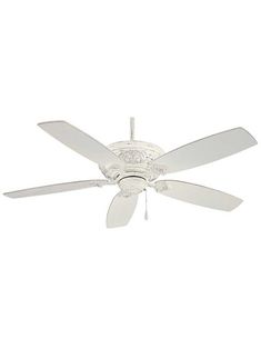 a white ceiling fan with four blades