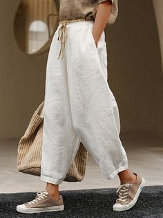 Cotton Casual Pants, Baggy Pants, Moda Vintage, 가을 패션, 여자 패션, Mode Inspiration, Cotton Pants, Mode Outfits