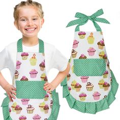 PRICES MAY VARY. Cotton CUTE APRON FOR LITTLE KITCHEN HELPER: This toddler apron with pockets is printed with cupcakes, 3 bright colors for you to choose, which makes it a perfect gift for your sweet daughter or son. 100% COTTON APRON FOR TODDLER: The cupcake apron is made of high quality cotton, soft to touch, durable and breathable, more comfortable and safety. BOYS GIRLS KITCHEN BIB APRON: Every children are full of creativity, this adjustable apron will give your toddlers the best protection Kids Aprons, Cupcake Apron, Toddler Apron, Kid Cupcakes, Childrens Aprons, Linen Store, Cute Aprons, Kitchen Helper, Little Kitchen