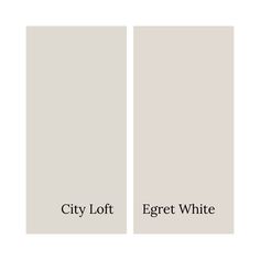 two different shades of white paint with the words city loft and egret white