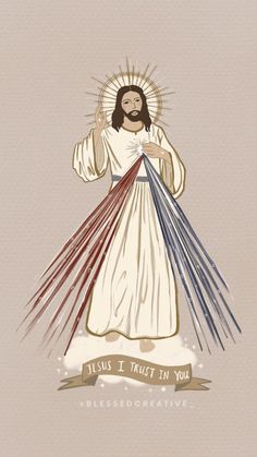 jesus holding the american flag in his hands with an inscription below it that reads, jesus i trust in you