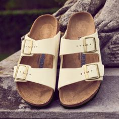 Women’s Birkenstock® Arizona Soft Footbed Ecru Nubuck Birkenstock Style, Boston Clogs, Birkenstock Sandals Arizona, Birkenstock Women, Footbed Sandals, Buckle Sandals, Birkenstock Arizona, Womens Clogs, Nubuck Leather