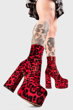 Adore You Platform Ankle Boots Red Leopard Print, Leopard Heels, Red Leopard, Chunky High Heels, Gifts For New Mums, Adore You, Pearl Jewellery Earrings, Platform Ankle Boots, Suede Material