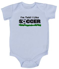 I'm Told I Like Soccer Baby Bodysuit Soccer Silhouette, Soccer Baby, Baby Silhouette, Soccer Theme, Gift For Newborn, Soccer Shirts, Short Sleeve Bodysuit, Trendy Gift, Baby Shirts