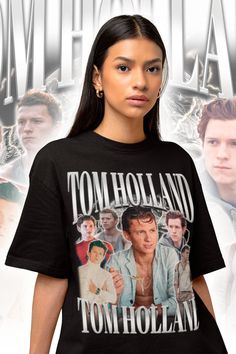 "Retro Tom Holland T-shirt - Tom Holland Sweater - Tom Holland Fan Gift for her or him - Tom Holland Fan Merch - Tom Holland Homage Tee This is our unisex shirt, and it's true to size. To get the oversized look, you have to choose +1 or +2 of your original size number. If you're not sure about your size, you can refer to our size chart. Reach out if you have any issues with your order! The unisex heavy cotton tee is the basic staple of any wardrobe. It is the foundation upon which casual fashion grows. The specially spun fibers provide a smooth surface for premium printing vividity and sharpness. No side seams mean there are no itchy interruptions under the arms. The shoulders have tape for improved durability. .: 100% cotton (fiber content may vary for different colors) .: Medium fabric ( Themed Shirts, Matthew Perry, Sean Connery, Limassol, Retro 90s, Tom Holland, Casual Wardrobe, Workout Tee, Unisex Shirt