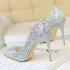 Gender:Women Item Type:Pumps Upper Material:Sequined Cloth Heel Height:Super High (8cm-up) Model Number:K00601 Outsole Material:Rubber Closure Type:Slip-On Insole Material:PU Toe Shape:Pointed Toe Lining Material:PU is_handmade:Yes Heel Type:Thin Heels Pump Type:Basic With Platforms:No Fit:Fits true to size, take your normal size Style:Fashion Brand Name:HAJINK Fashion Element:Bling Heel Height:10cm Women Pumps:Women Pumps Shoes Shoes Woman :Women Heels Season:Spring/Summer/Autumn Occasion:Casua Pink Prom Shoes, Nice High Heels, Gold Prom Shoes, Cinderella Wedding Shoes, Crystal High Heels, Cinderella Wedding, Basic Heels, Crystal Heels, Pump Types