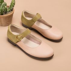 Handmade Leather Flat Mary Jane Shoes For Womens Round Toe Apricot/Pink Flat Mary Jane Shoes, Brown Mary Janes, Mary Jane Shoes Flat, Oxford Boots, Mary Jane Flats, Unique Beauty, Leather Mary Janes, Jane Shoes, Western Cowboy Boots