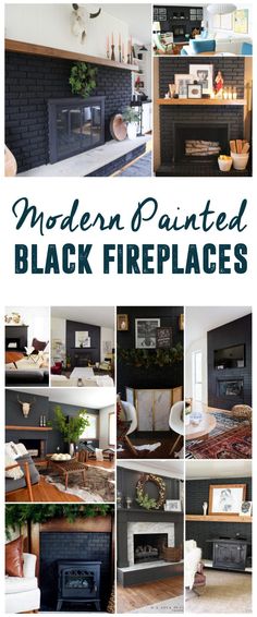 modern painted black fireplaces with text overlay that reads modern painted black fireplaces