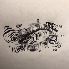 a black and white drawing of a fish with swirls on it's tail