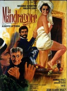 a movie poster for the film la mandraoroe with two men and a woman