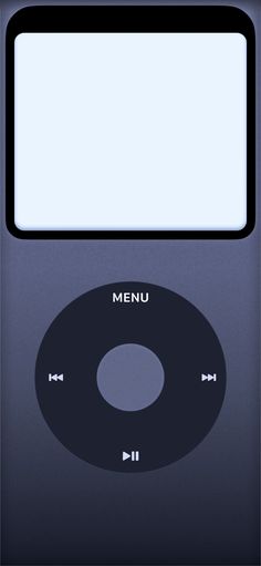 an apple ipod is shown with the menu button on it's display screen,