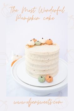 Three-layer pumpkin cake filled with salted caramel and a browned butter cream cheese frosting. Pumpkin Cream, Pumpkin Cake