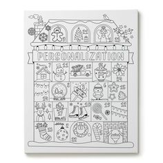 a coloring book with the words personalization written on it in black and white ink