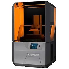 an orange and black 3d printer on a white background