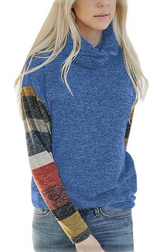 Color Blocked Long Sleeve Blue Cowl Neck Sweatshirt Fall Knit Sweater, Cowl Neck Sweatshirt, Cowl Neck Long Sleeve, Striped Sweatshirts, High Neck Long Sleeve, Grey Pullover, Children Clothes, Long Sleeve Sweatshirt, Stitch Fix Style