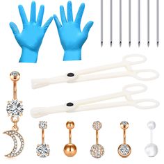 PRICES MAY VARY. MATERIAL: 316L Medical Stainless Steel for all piercing needles and body jewelry; Two Piercing Clamps or Forceps come in sealed individual pack, new and unused. For disposable use only. VALUE PACKAGES: 16PCS piercing kit needles and clamps contain everything you need for DIY piercing. The body piercing kit can be used for piercing Belly, Navel. BODY PIERCING JEWELRY SET: 6pcs belly button rings(14gauge=1.6mm); Bar length:10mm=3/8inch; 1pc rose gold long dangle belly ring,4pcs ro Diy Piercing, Body Piercing Kit, Gold Belly Button Rings, Piercing Needles, Piercing Kit, Second Piercing, Dangle Belly Rings, Navel Piercing, Belly Piercing