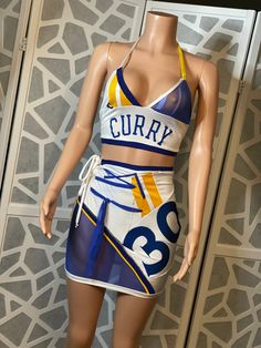 Custom Curry Jersey two piece set Sleeveless 2-piece Set For Spring, Spring Two-piece Sleeveless Set, Fitted Two-piece Summer Set, Fitted 2 Piece Sets For Spring, Fitted Two-piece Spring Set, Summer Fitted Two-piece Set, Fitted Two-piece Set For Beach, Fitted Sleeveless 2-piece Set, Spring Beach Two-piece Set