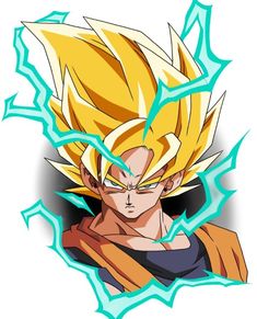 the dragon ball character is shown in blue and yellow colors, with an evil look on his