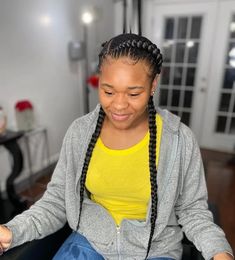 27 Two Feed In Braids That Look Totally Stunning Two Feed In Braids, 2 Feed In Braids, Braids Tutorial, Feed In Braids, Braids With Shaved Sides, Parting Hair, Side French Braids, Two Braid Hairstyles, Colored Braids