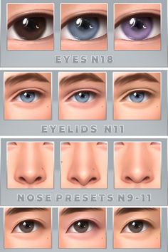 the different types of eyes for males and females