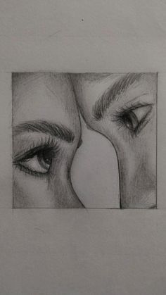 a pencil drawing of two women's eyes