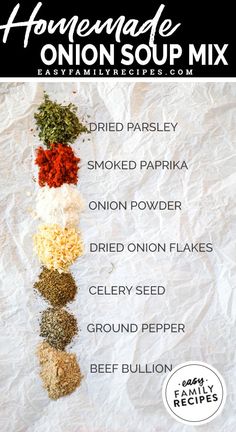 the ingredients for homemade onion soup mix