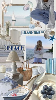 a collage of photos with the words island time on them