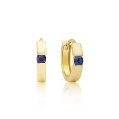 PRICES MAY VARY. REAL 14K GOLD - Timeless hoop earrings crafted in 14K yellow gold and stamped with “14k”. 14k gold will not oxidize or discolor. Wear these earrings every day, everywhere! LAB-CREATED BLUE SAPPHIRE - Lab-created blue sapphire gemstones, securely hand-set. VIBRANT color, STURDY post that won't bend, hoop fastens using a sturdy hidden notched post with a smooth hinge at the bottom for PERFECT and COMFORTABLE fit. ENDURING QUALITY & STYLE - Classic, timeless, and versatile hoop ear 14k Gold Huggie Earrings With Gemstone, Yellow Gold Gemstone Huggie Earrings For Everyday, Gold Gemstone Huggie Earrings, Gold Huggie Earrings With Gemstone, Gold Huggie Earrings With Birthstone For Fine Jewelry, Gold Birthstone Huggie Earrings Fine Jewelry, Gold Huggie Earrings With Birthstone, Everyday Yellow Gold Huggie Earrings With Birthstone, Yellow Gold Birthstone Huggie Earrings For Anniversary