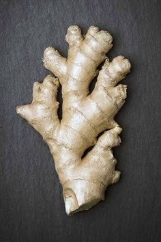 the roots of a ginger on a black surface