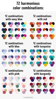 an info sheet with different colors and sizes for each type of color combinations, including the blue